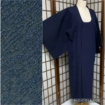 C73 화학 섬유 겨울용 비로드 린나 코트 롱 극미품 기모노