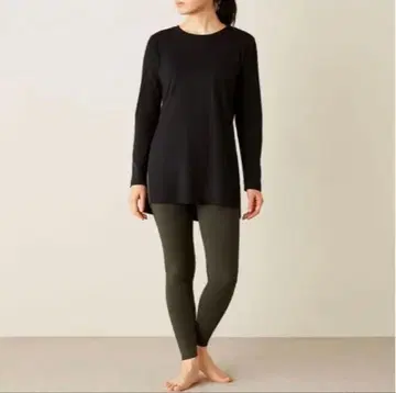 [ 새상품급 ] 블랙 긴팔 티셔츠 사이드 슬릿 린다 웍스