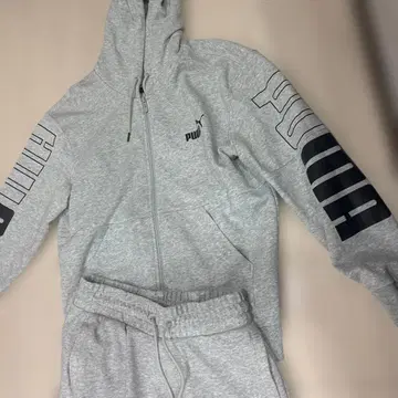 PUMA 그레이 후드티 조거 팬츠 세트