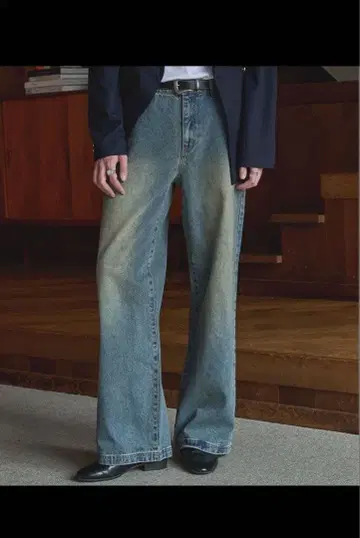 [ LURAKU ] 세미 플레어 워시 데님