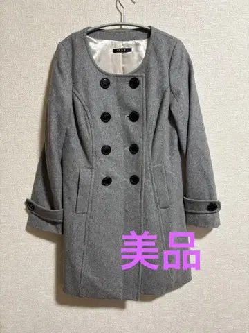 INGNI 더블 버튼 그레이 노카라 코트