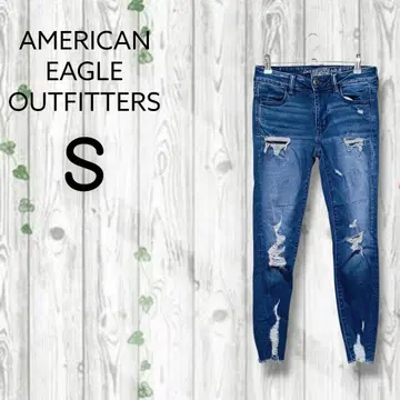 아메리칸 이글 아웃피터스 스키니 데님 데미지 스트레치 파랑
