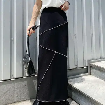 [ 미사용 ] 하이쇼쿠 멜로 스커트 블랙 롱 기장