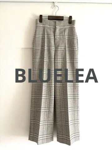 BLUELEA 체크 무늬 하이웨스트 와이드 팬츠
