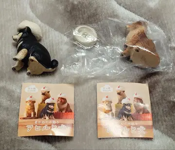 가챠 아카네 나무 조각 오리와 개 2종 세트