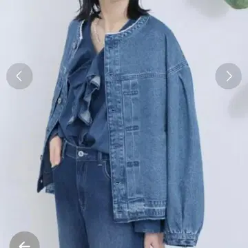 새상품 사만다 모스모스 블루 ECO DENIM 노카라 블루종