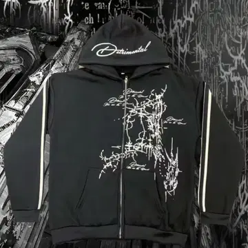 지퍼 후드티 블랙 다크 스트릿 고딕 메탈 폰트 계열