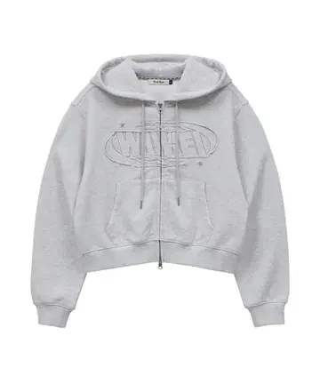 Waikei 그레이 크롭 후드티 후드 부착