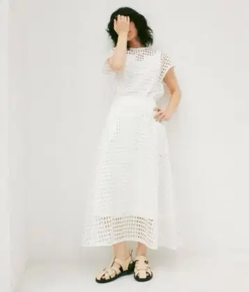 르쉘블루 Mesh Lace Flare Skirt 화이트 38