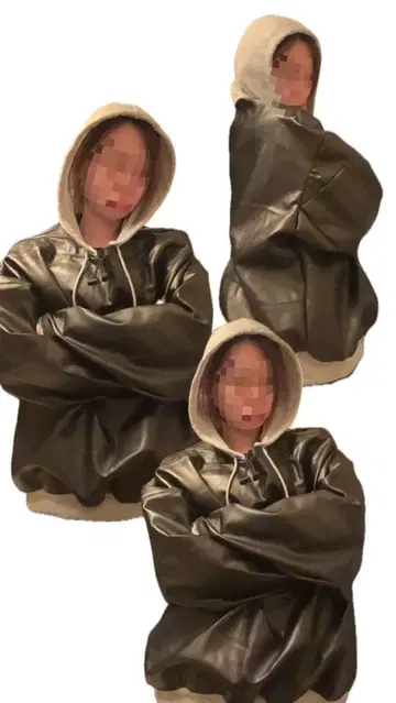 가죽 후드티 블랙과 그레이