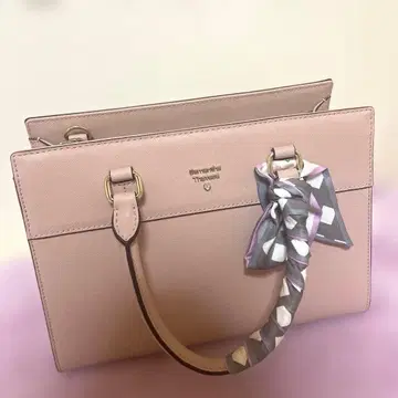 사만다 타바사 핸드백 가죽 스카프 포함 핑크