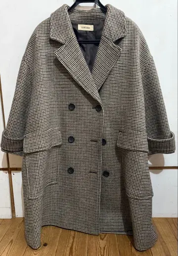 SLOBE 체크 무늬 더블 브레스트 코트