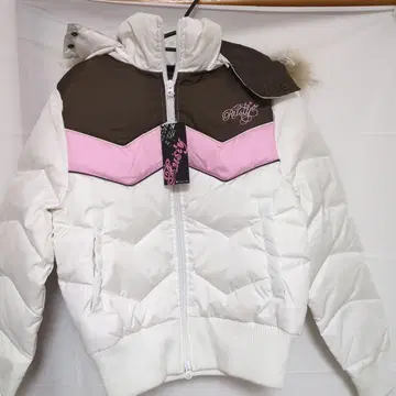 택 포함 새상품 Rusty 점퍼 M 화이트/브라운/핑크 충전솜