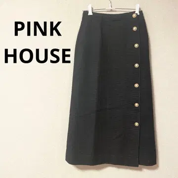 새상품급 잉게보그 핑크하우스 블랙 타이트 롱 스커트 골드 버튼 포함