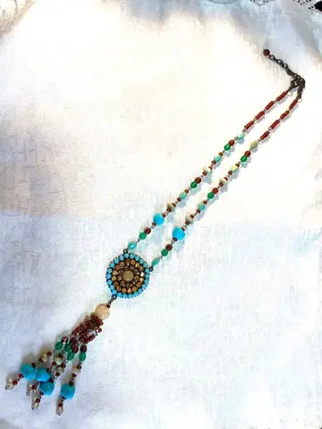 샵 채널 터콰이즈 비즈의 롱 목걸이