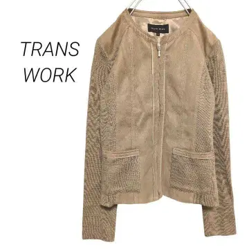 [트랜스워크] 노카라 스웨이드 터치 절개 블루종 이소재 베이지 L