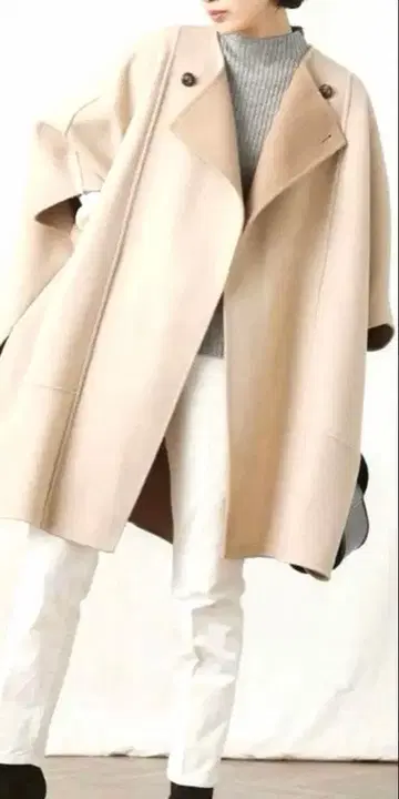 크로셰 판초 망토 코트 그레이 프리 사이즈 울 CLOCHE