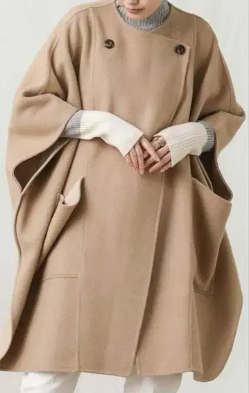 크로셰 판초 망토 코트 그레이 프리 사이즈 울 CLOCHE