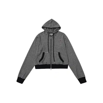 Aeae 스트라이프 후드 부착 크롭 후드티