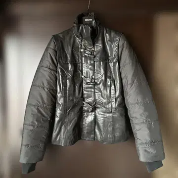 just cavalli 블랙 가죽 다운 자켓