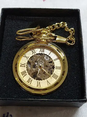 기계식 수동 와인딩 골드 스켈레톤 회중시계