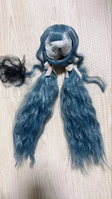 1/3 인형 가발 9인치 파란 웨이브 트윈 테일 가발