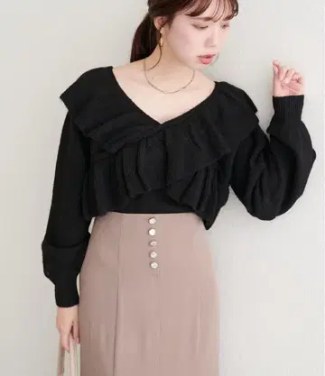 크로스 프릴 니트 natural couture