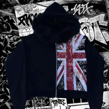 [ Y2K / UK 펑크 ] 퍼 포함 지퍼 후드티 블랙 그런지 스트릿