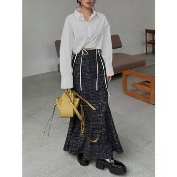 eimy istoire 하이웨스트 트위드 머메이드 스커트 블랙 M