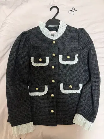 Me roir 트위드 롱 자켓 블랙