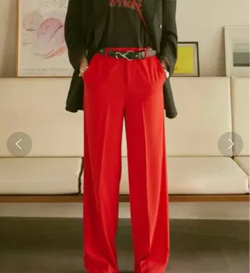 soerte 소에르테 컬러 와이드 슬랙스 슬랙스 와이드 팬츠 레드