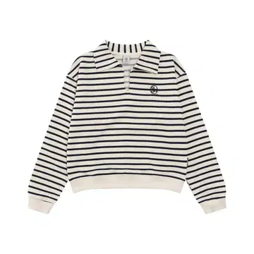 Ronron 스트라이프 피케 셔츠풍 니트