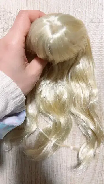 9인치 1/3 골드 블론드 웨이브 인형 가발 모헤어