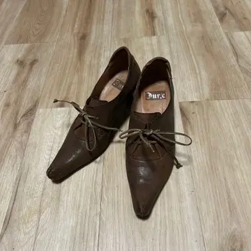 브라운 가죽 스틸레토 하이힐