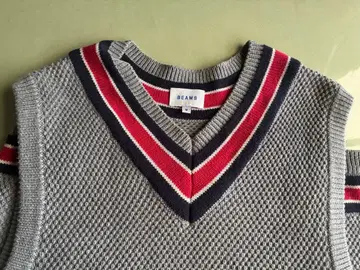 BEAMS 니트 베스트 그레이 M