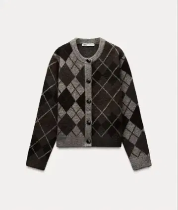 ZARA 아가일 니트 가디건 M