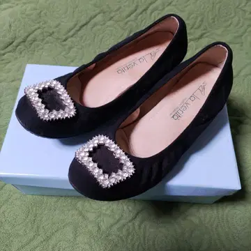 라베리타 비쥬 버클 블랙 플랫슈즈 23cm