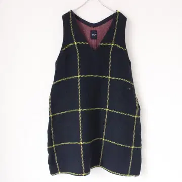 45R 울 트위드 오버롤 스커트 L 사이즈 그린 니트