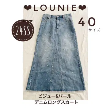 LOUNIE 24SS 40사이즈 비쥬&펄 데님 스커트