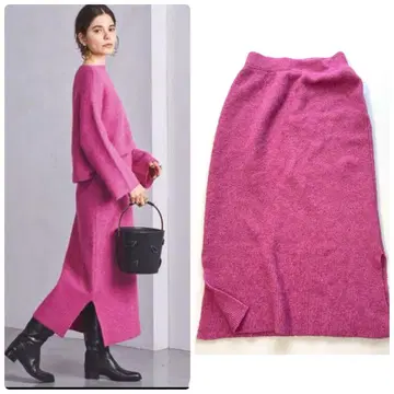 사쿠라 SACRA 38 핑크 알파카 울 니트 스커트