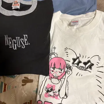 헝클어진 머리. T셔츠 2세트 링거T 나오야T