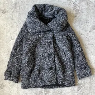 레어 디자인 볼륨 넥 자켓 부클레 니트 M 모노톤