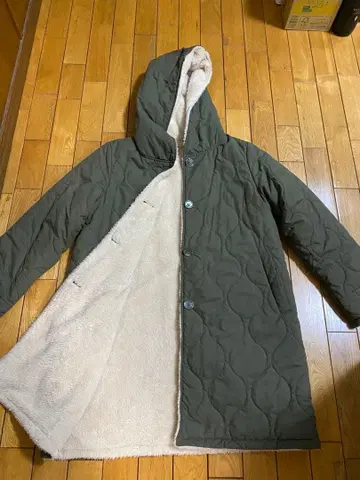 보아 안감 부착 후드 부착 롱 코트 M 사이즈