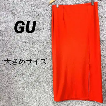 3351 지유 GU 롱 스커트 타이트 스트레이트 오렌지 XL 가을 컬러