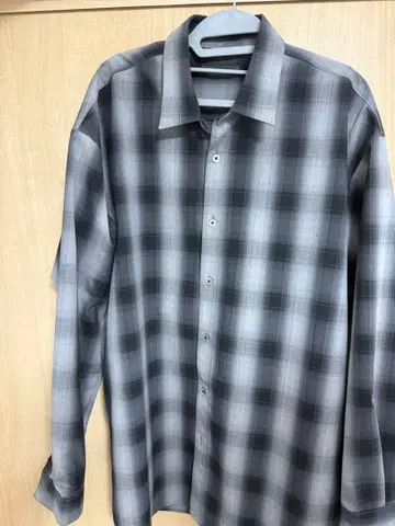 LUSOR 그레이 체크 무늬 긴팔 셔츠