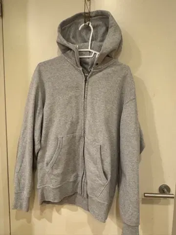 그레이 풀 집업 후드 부착 후드티