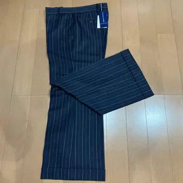 랄프 로렌 여성용 네이비 스트라이프 팬츠 와이드 팬츠 7f