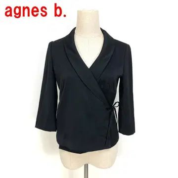 A6459 에네스베 7부 소매 테일러드 자켓 리본 끈 블랙 38