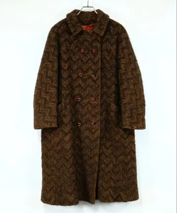 1960s 빈티지 모헤어 울 더블 브레스트 코트 네프 체스터