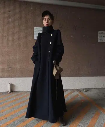 새상품급 CHARME FLARE LONG COAT 더블 브레스트 롱 코트